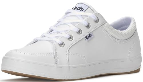 Keds Center Lace Up, Sneaker Womens, White Leather, 8 Medium