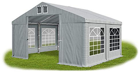 Partyzelt 4x4m wasserdicht grau Zelt 560g/m² PVC Plane Hochwertigeszelt Gartenzelt Summer SD - Faltpavillon, Gartenpavillon, Pavillon, Lagerzelt, Gartenhaus, Zeltgarage, Garagenzelt - Partyzelt