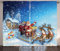 ABAKUHAUS Weihnachten Rustikaler Vorhang, Sankt im Pferdeschlitten Spielzeug, Wohnzimmer Universalband Gardinen mit Schlaufen und Haken, 280 x 225 cm, Nachtblau Rot