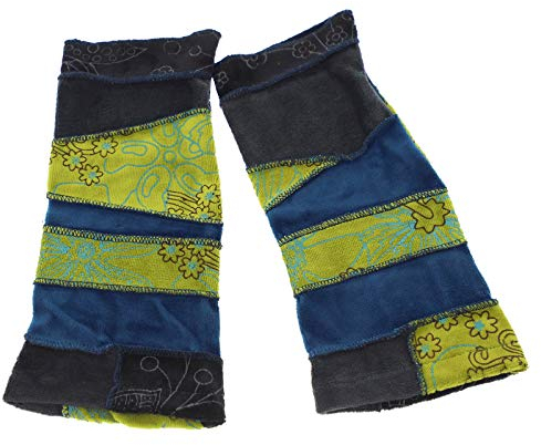 Kunst und Magie Damen Samt Armstulpen Stulpen Handwärmer HandschuHE, Farbe:Mehrfarbig
