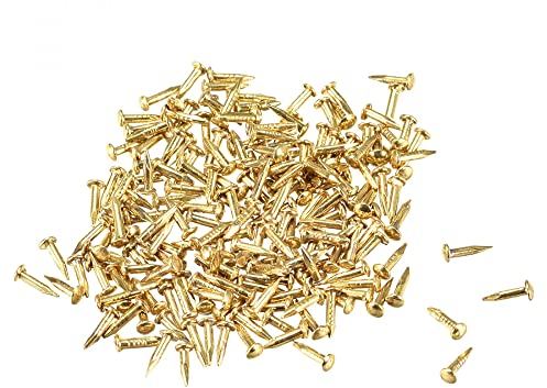 sourcing map 500stk. Klein Tiny Hardware Nägel für Holz DIY Dekorative Bildkisten Zubehör Messing Ton 1X6mm(DxL)