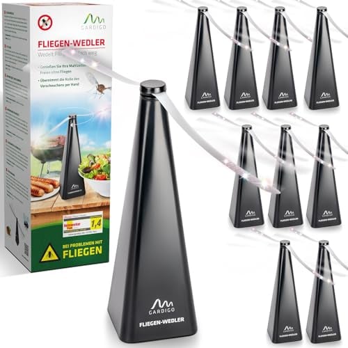 GARDIGO® Fliegenwedler - 10er Set | Fliegenabwehr für den Tisch | Biergarten, Terrasse, Restaurant, Essensstände | Insektenschutz, Insekten Vertreiber | Fliegenventilator zum Fliegen verscheuchen