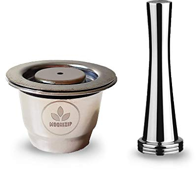 Moonizip Zéro Déchet - Capsules de café Rechargeables en INOX compatibles avec Nespresso (1 Capsule + 1 tasseur) + Ebook Offert en français