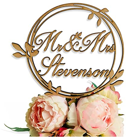 Personalisiert Herr und Frau Hochzeit Kuchen Topper mit Nachname, Mr & Mrs Kuchendeckel, Cake topper Tortenstecker, verschiedene Farben, Custom Familienname, Hochzeitstorte, Tortentopper, Kuchendeko