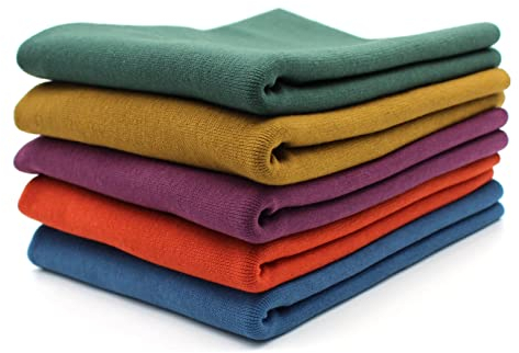 5x 0,25m Bündchenstoff Set Schlauchware 70cm breit 95% Baumwolle, 5% Elasthan Auswahl Jersey (Bunt, 5er Set)