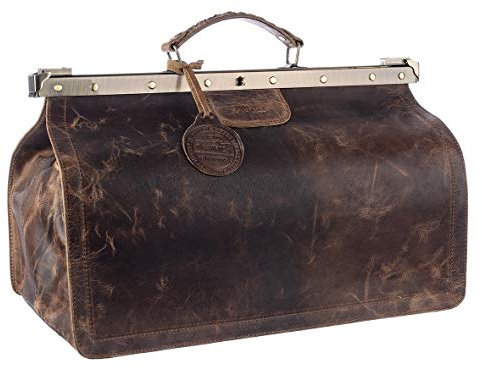 Greenland Nature Montana Arztkoffer Doktorkoffer Arzttasche Doktortasche Hebammentasche Doc Case Koffer aus feinstem Leder braun - Geschenkset Greenland-138