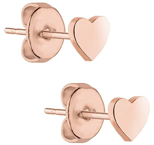 BONNYBIRD® Herz Ohrringe Rosegold Edelstahl Ohrstecker Damen Wasserfest Schmuck Frauen Vergoldet Hypoallergen Chirurgenstahl Medizinisch Nickelfrei