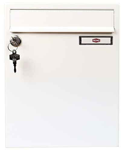 RENZ Briefkasten Classic 8 Liter - 260 mm x 330 mm x 100 mm - Einwurf 230 mm x 33 mm für Format A4 - Verkehrsweiß (RAL 9016) - 17-1-17113