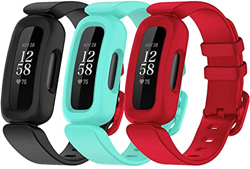 TopPerfekt Armbänder kompatibel mit Fitbit Ace 3 für Kinder, weiches Silikon, wasserdichtes Armband, Zubehör, Sportuhrenarmband Jungen Mädchen (3er-Pack3)