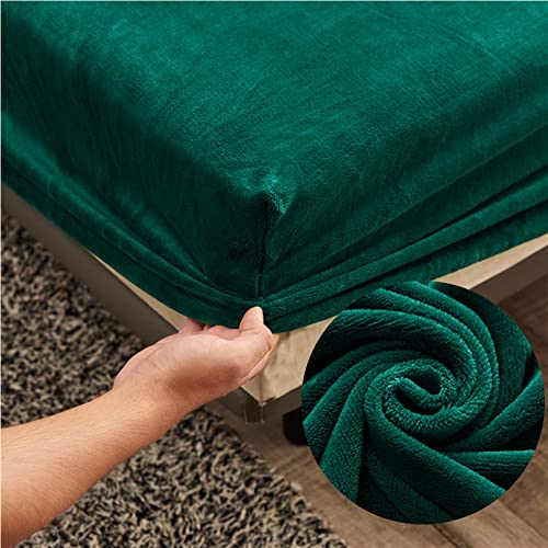 Chickw1 100% Polyester Teddy Fleece Spannbetttuch, Einfarbig Spannbetttuch Boxspringbett, Weiche Spannbettlaken Matratzenschoner für Bettw Sche, Steghöhe bis 25cm (dunkelgrün,90x200x25cm)
