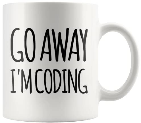 Panvola Go Away I'm Coder - Taza de cerámica para regalo de programador de computadora, para estudiantes, graduación, cumpleaños, San Valentín, Navidad, color blanco, 325 ml, color blanco