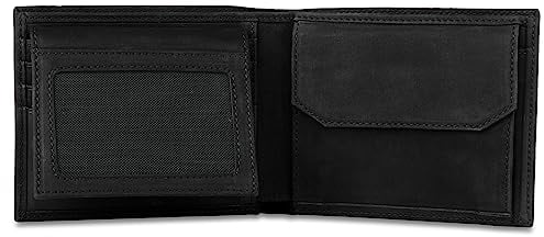 DONBOLSO 2-in-1 Geldbörse Zürich Pro - Platz für 7-14 Karten - Herren Leder Portemonnaie und Slim Wallet - Echtleder Geldbeutel mit RFID Schutz - Männer Kartenhalter - Brieftasche - Vintage Schwarz