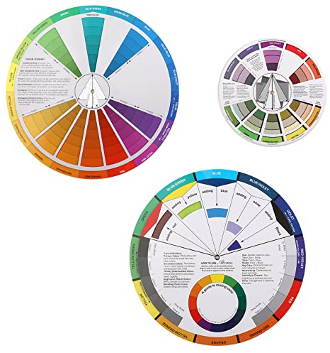 3 Pieces Colour Mixing Wheel, Paint Mixing Guide Color Guide Chart Matching Colour Wheel for Kids Artists Acrylics Painting School Office Art Class Teaching Tool (3 Different Sizes)
