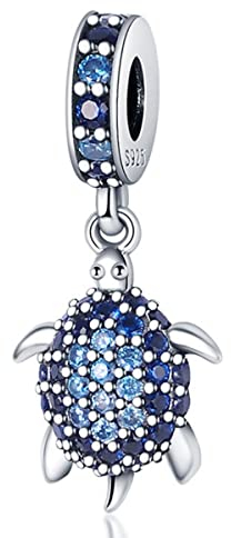 BEEUVIP Damen Schildkröte Charm Anhänger für Armband 925 Sterling Silber Geburtsstein Charms Beads passend für Armband