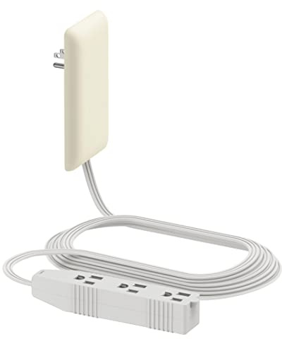 LIDER Rallonge multiprise Plate avec 3 Prises, Prise Murale Ultra Fine avec rallonge de câble et Bande d'alimentation 3 Prises, câble de 2,8 m, LWE8-315-LA, Amande légère