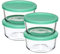 Anchor Hocking 8 Piece Glass Food Storage Containers 2-Cup Round with Mint Snugfit Lids (BPA free, oven, microwave, fridge, and freezer safe)