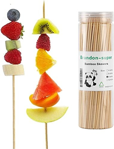 Brandonsuper 100 Natur BBQ Bambus Spieße für Shish Kebab, Grill, Aperitif, Obst, Getreide, Schokolade Brunnen, Cocktail, Mehr Größe Choices 20 cm