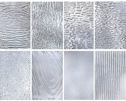 LITMIND Lot de 8 feuilles de mosaïque en verre teinté transparent texturé de qualité supérieure pour travaux manuels et projets de vitrail, 10,2 x 15,2 cm