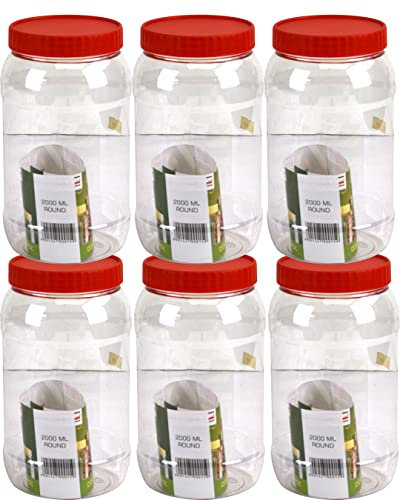 Sterling Ventures P.E.T. Jars, Food safe, Clear Food Storage Containers. (6x 2000ml)