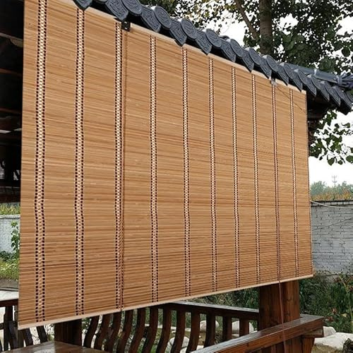 Retro Bambus Rollo, Bambus Rollo,Bambus Raffrollo,Natur Holzrollos,Sonnenschutz und Sichtschutz Rollo Sichtschutz Sonnenschutz Bambusrollo Jalousie für Tür & Fenster,Anpassbar