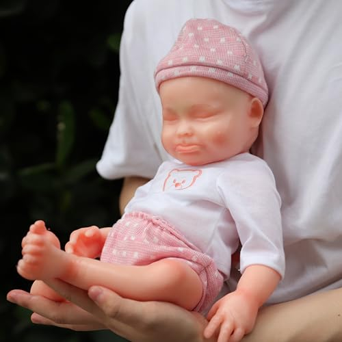 Farious 45cm Reborn Baby Realistische Vollsilikon-Babypuppe, Platin-Flüssigsilikon Lebensechte Wiedergeborene Babypuppen, Spielzeug und Sammlerstück. Mädchen mit Glatze 045