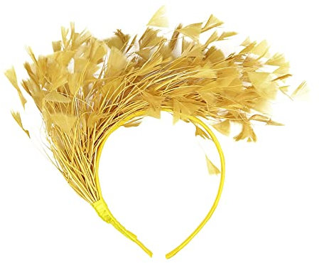TOPEREUR Fascinator Hut Mädchen Haar Mesh Feder Clip Elegant Haarklammer Schleier für Party Kirche Hochzeit Cocktail Jockey Club Gold