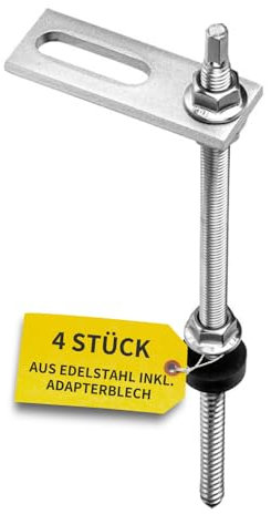 Avoltik Stockschrauben Edelstahl M10 x 250 mm mit Adapterblech I 4 Stück I wetterfeste M10 Stockschrauben mit Dichtung & Sperrzahnmutter