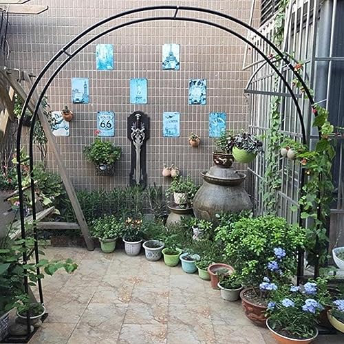 SEVSO Garden Arbor Arch Steel Frame Weather Resistant Metal Archway for Climbing Plants, Free Standing Trellis Pergola 1.2M 1.4M 1.8M 2.4M 3M 3.5M Wide Garden Arch,Black,W3M*H2.2M