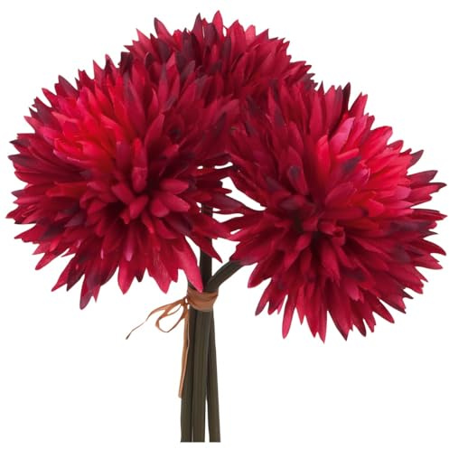 matches21 Schöne Dahlie Kunstblume aus Kunststoff - künstliche Blume für Hochzeit Deko in rot - Hübscher Kunstblumenstrauß wie echt Ø 8 x 20 cm