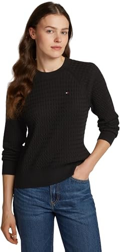 Tommy Hilfiger Women's Cable Knit Jumper, Black (Black), 3XL