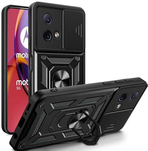 Handyhülle für Motorola Moto G84 | Stoßfest & Kratzfest | Mit Kameraschutz, Anti-Fingerabdruck & robustem Panzerschutz-Design | Schwarz
