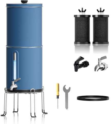 Joypur 8,5 L Système de filtration d'eau par gravité avec indicateur de niveau d'eau - Filtre à eau par gravité potable avec certification EU 98/37/EC, NSF/ANSI 42&372, Bleu