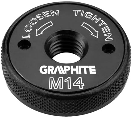 GRAPHITE Schnellspannmutter M 14 für Winkelschleifer, Höhe, 13 mm | Breite 46 mm, Scheibendurchmesserbereich, Von 115 bis 230 mm, Schnellspannflansch