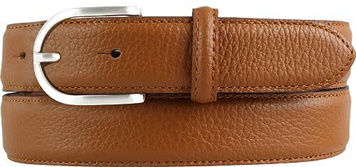 BELTINGER Italienischer Damen-Gürtel, 30 mm breit, Damen, Chinogürtel, Hosengürtel, strukturiertes Leder, Schließe Silber
