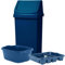 KetoPlastics 3 Piece Navy Kitchen Set - 50L Kitchen Bin & 14L Rectangular Washing Up Bowl & Large Dish Drainer For Home Kitchen - Made in UK
