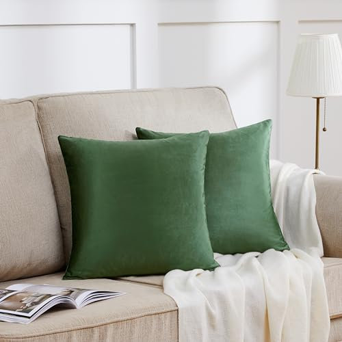 GIGIZAZA Olivgrüne Kissenbezüge, 40,6 x 40,6 cm, Samt, dekorativ, Sofakissen, Couch-Kissenbezüge, Schlafzimmer, Kissenbezug