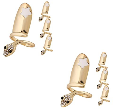 PACKOVE 2sets Nail Rings Jewelry for Women Fingernail Rings Gold Nail Charms Fashion 4pcs*2