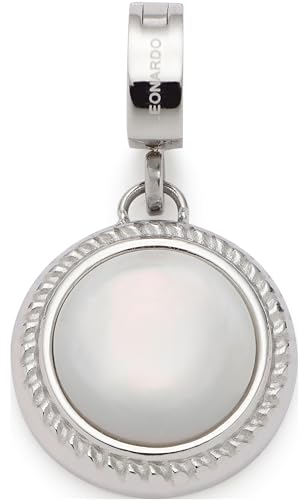JEWELS BY LEONARDO Anhänger Clip & Mix Nala • Ketten-Anhänger aus silberfarbenem Edelstahl • Charm mit rundem Perlmutt-Cabochon • Clip S (3,5 mm Ø) • Schmuck Geschenk für Frauen • 023662