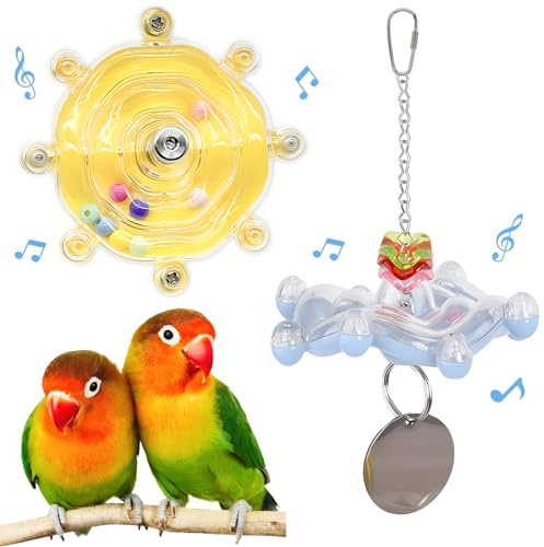 Jevnd 2pcs Bird Toys for Parakeets, Colorful Spinner Wheel (Rondom Color)
