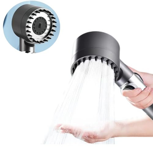 XUTONG Pommeau de Douche Haute Pression,Anti Calcaire Douchette Massant avec Stop,Douchette Haute Pression avec 3 Types de Jets,Spa/Massage Pomme de Douche