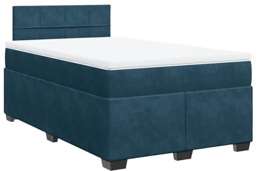 vidaXL Boxspringbett mit Matratze Blau 120x190 cm Samt