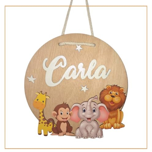 Cartel Infantil Personalizado en Madera. Letrero o Placa para puerta con nombre.