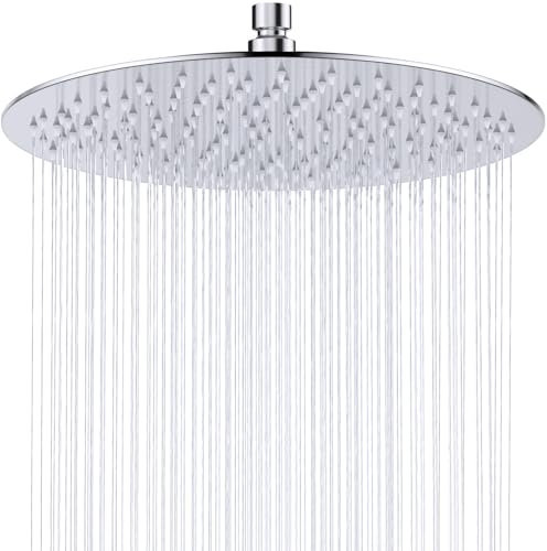 Duschkopf Regendusche 8 Zoll, Rundes Regenduschkopf Ø20cm aus Edelstahl, Selbstreinigende Regendusche Brausekopf Rund, Chrom
