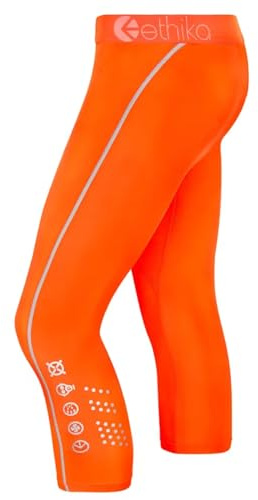 Ethika Subzero 3/4 Tight für Herren, Neonorange, Orange/Abendrot im Zickzackmuster (Sunset Chevron), X-Groß