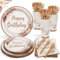 Heboland Vaisselle Anniversaire pour 25 Invités, 100pcs Réutilisable Assiette anniversaire serviette gobelet carton pour Décoration Anniversaire fille Femmes