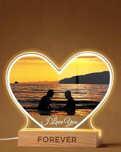 Panorama Lámpara Personalizada - Corazón - 22x15 cm - Iluminación LED Nocturna ideal para la Mesita Noche - Regalos Originales para Hombre, Mujer, Parejas en San Valentín o Aniversario.