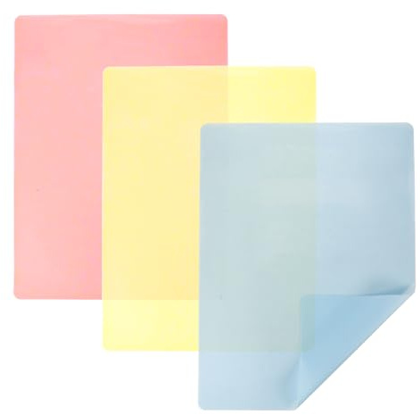 DBOO 3 Pack Silicone Baking Mats Set, 40x30cm Non-Slip Heat-Resistant Mats for Baking, Crafts, Resin Casting - Soft Food Grade Silicone, Yellow/Pink/Blue
