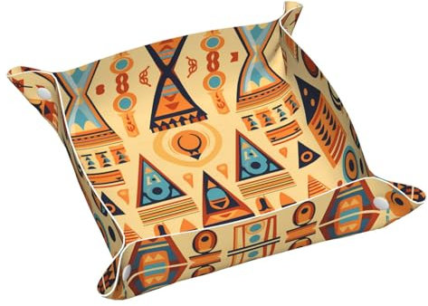 Ggnkdl Dreieckiges Tablett mit Turm-Symbol-Aufdruck, klein, hochwertiges PVC, doppelseitiges Ledertablett für bequeme Aufbewahrung und Organisation