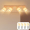 Lichtmaler Deckenleuchte Holz Deckenstrahler 4 Flammig - Deckenspots E14 MAX 25W Vintage Strahler Schwenkbar 350° Rustikal Deckenlampe Spotlight Schlafzimmer Wohnzimmer mit Leuchtmittel