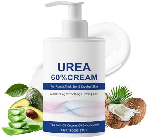 Urea Creme 60 Prozent, 100g Hornhautentferner Creme, Reparaturcreme für Sehr Trockene Füße und Hände, Feuchtigkeitsspendende Fußcreme, Harnstoffcreme für Damen Herren Körperpflege, Schnell Einziehend
